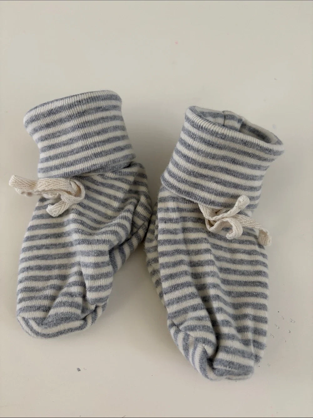 Nature Baby Organic Striped Gray & White Baby Booties - Soft Cotton